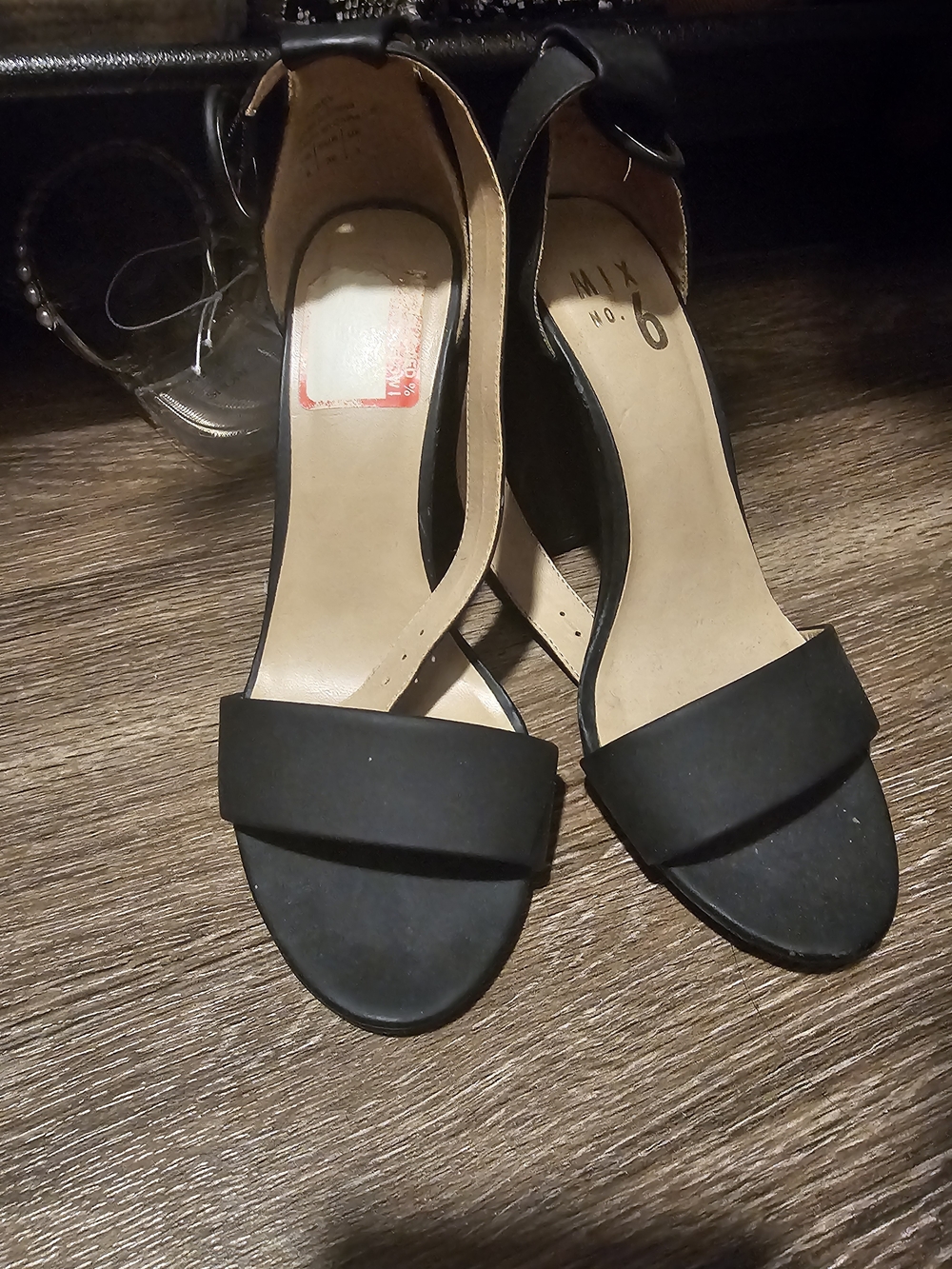 Mix No. 6 Black Open-Toe Ankle Strap Heels